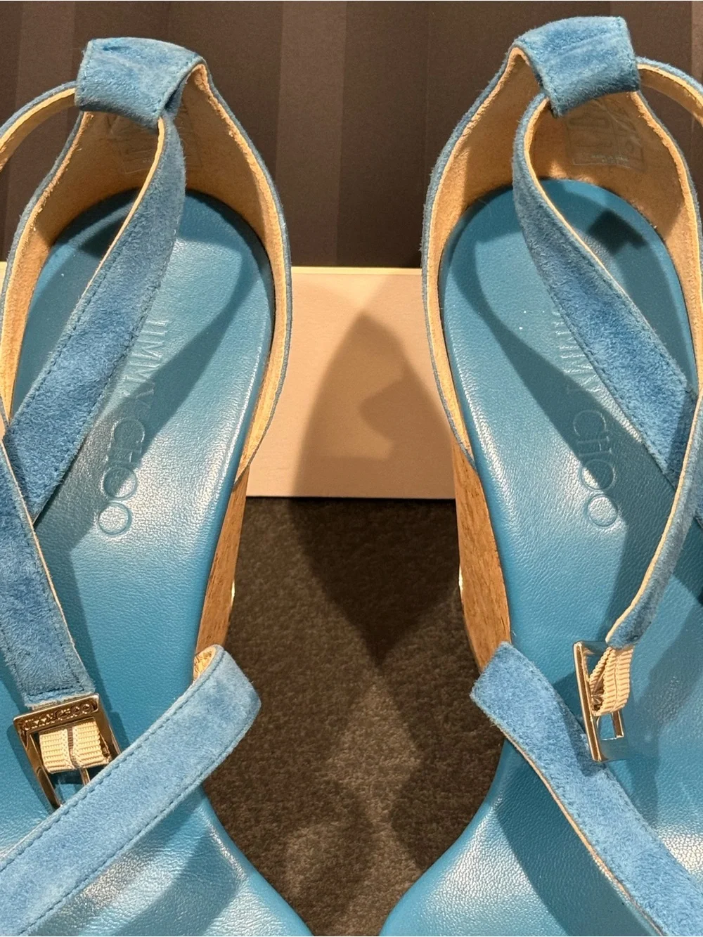 Jimmy Choo Portia Platform Wedge 41EU 11US Robot Blue Suede
